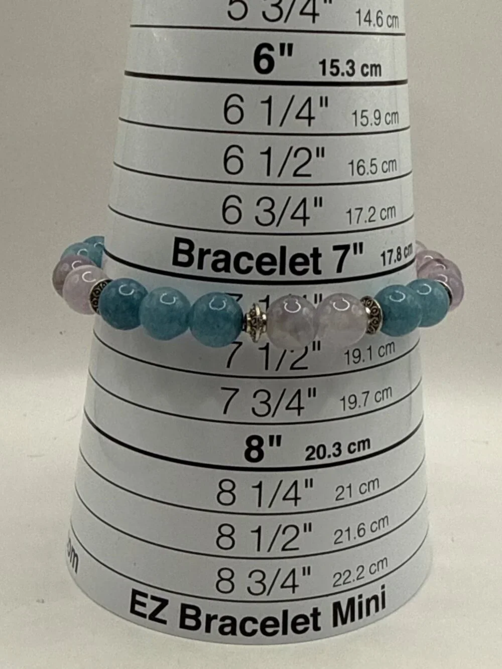 Pastel Beaded Stacking Bracelet Lavender & Light Blue Silver Tone Balinese Detai